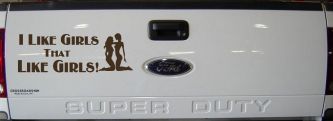 I Like Girls That Like Girls Car or Truck Vinyl Window Decal Sticker (Brown)