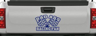 Bad Ass Racing Fan Car or Truck Window Decal Sticker (Navy)