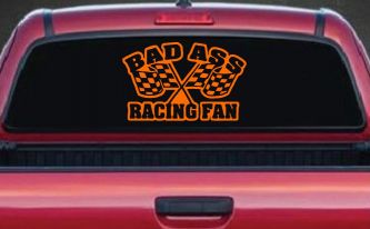 Bad Ass Racing Fan Car or Truck Window Decal Sticker (Orange)