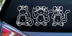 Speak See Hear No Evil Funny Car or Truck Window Decal Sticker