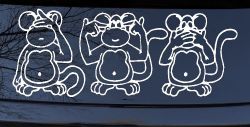 Speak See Hear No Evil Funny Car or Truck Window Decal Sticker