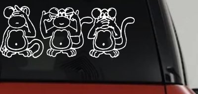 Speak See Hear No Evil Decal Funny Car Truck Window Vinyl Sticker