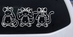 Speak See Hear No Evil Funny Car or Truck Window Decal Sticker