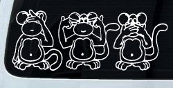 Speak See Hear No Evil Funny Car or Truck Window Decal Sticker
