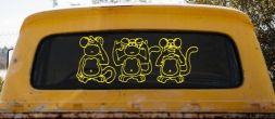 Speak See Hear No Evil Funny Car or Truck Window Decal Sticker (Yellow)