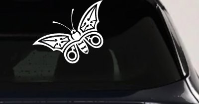 Tribal Butterfly Butterflies Car or Truck Window Vinyl Decal Sticker (White)