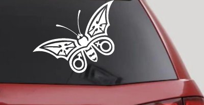 Tribal Butterfly Butterflies Car or Truck Window Vinyl Decal Sticker (White)