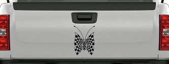 Race Flag Butterfly Butterflies Car or Truck Window Decal Sticker (Black)