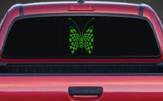 Race Flag Butterfly Butterflies Car or Truck Window Decal Sticker (Lime)