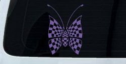 Race Flag Butterfly Butterflies Car or Truck Window Decal Sticker (Purple)