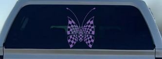 Race Flag Butterfly Butterflies Car or Truck Window Decal Sticker (Purple)