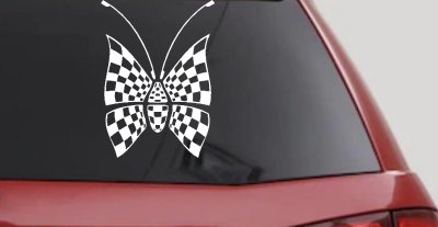 Race Flag Butterfly Butterflies Car or Truck Window Vinyl Decal Sticker