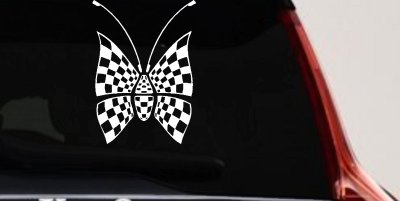 Race Flag Butterfly Butterflies Car or Truck Window Vinyl Decal Sticker