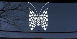 Race Flag Butterfly Butterflies Car or Truck Window Decal Sticker