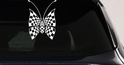 Race Flag Butterfly Butterflies Car or Truck Window Vinyl Decal Sticker