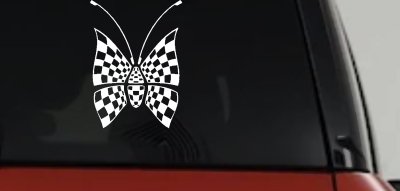 Race Flag Butterfly Butterflies Car or Truck Window Vinyl Decal Sticker