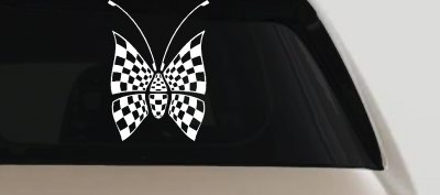 Race Flag Butterfly Butterflies Car or Truck Window Vinyl Decal Sticker