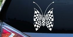 Race Flag Butterfly Butterflies Car or Truck Window Decal Sticker