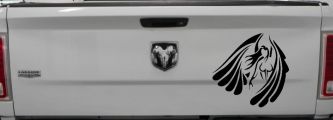 Tribal Angel Christian Biker Car or Truck Window Decal Sticker (Black)