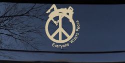 Everyone Wants Peace Car or Truck Window Decal Sticker (Desert Sand)