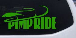 Pimp Ride with Hat Car or Truck Window Decal Sticker (Lime)