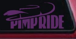 Pimp Ride with Hat Car or Truck Window Decal Sticker (Violet)