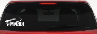 Pimp Ride with Hat Car or Truck Window Decal Sticker (White)