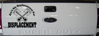 Ain't No Replacement For Displacement Moto Sports Car or Truck Window Decal Sticker (Black)
