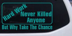 Hard Work Funny Car or Truck Window Decal Sticker (Turquoise)