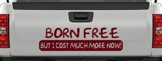 Born Free But I cost Much More Now Funny Car or Truck Window Decal Sticker (Purple Red)