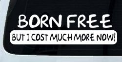 Born Free But I cost Much More Now Funny Car or Truck Window Decal Sticker