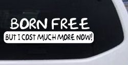 Born Free But I cost Much More Now Funny Car or Truck Window Decal Sticker