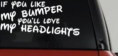 If you like my bumper youll love my headlights Car or Truck Vinyl Window Decal Sticker