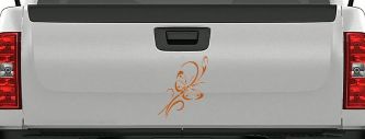 Butterfly with Flower and Swirl Vines Butterflies Car or Truck Window Decal Sticker (Nut Brown)