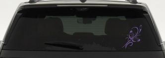 Butterfly with Flower and Swirl Vines Butterflies Car or Truck Window Decal Sticker (Purple)