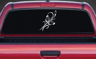 Butterfly with Flower and Swirl Vines Butterflies Car or Truck Window Decal Sticker