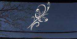 Butterfly with Flower and Swirl Vines Butterflies Car or Truck Window Decal Sticker