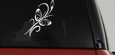 Butterfly with Flower and Swirl Vines Butterflies Car or Truck Window Vinyl Decal Sticker