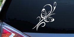 Butterfly with Flower and Swirl Vines Butterflies Car or Truck Window Decal Sticker