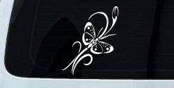 Butterfly with Flower and Swirl Vines Butterflies Car or Truck Window Decal Sticker