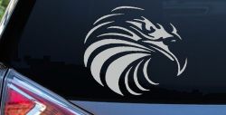 Tribal Eagle Patriotic Car or Truck Window Vinyl Decal Sticker (Light Gray)