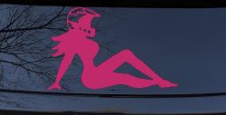 Moto X Mudflap Girl  Car or Truck Window Decal Sticker (Hot Pink)