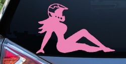 Moto X Mudflap Girl  Car or Truck Window Decal Sticker (Pink)
