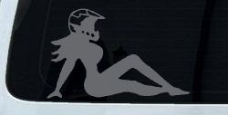 Moto X Mudflap Girl  Car or Truck Window Decal Sticker (Silver)