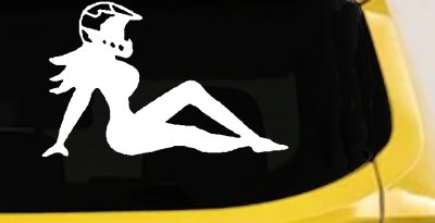 Moto X Mudflap Girl Decal for Car Truck Window Vinyl Sticker (White)