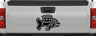 Tribal Fish Animals Car or Truck Window Decal Sticker (Black)