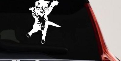 Pouncing Cat Vinyl Decal Sticker for Car Truck Window Decor