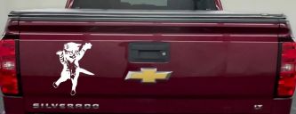 Pouncing Cat Vinyl Decal Sticker for Car Truck Window Decor (White)