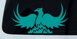 Tribal Phoenix Car or Truck Window Decal Sticker (Turquoise)
