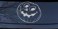 Jack O Lantern Halloween Car or Truck Window Decal Sticker (Light Gray)